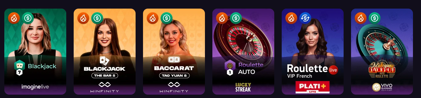 Live Casino Tische bei WinSpirit